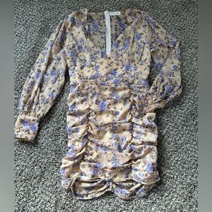 Floral V-Neck Mini Dress - Size 4
